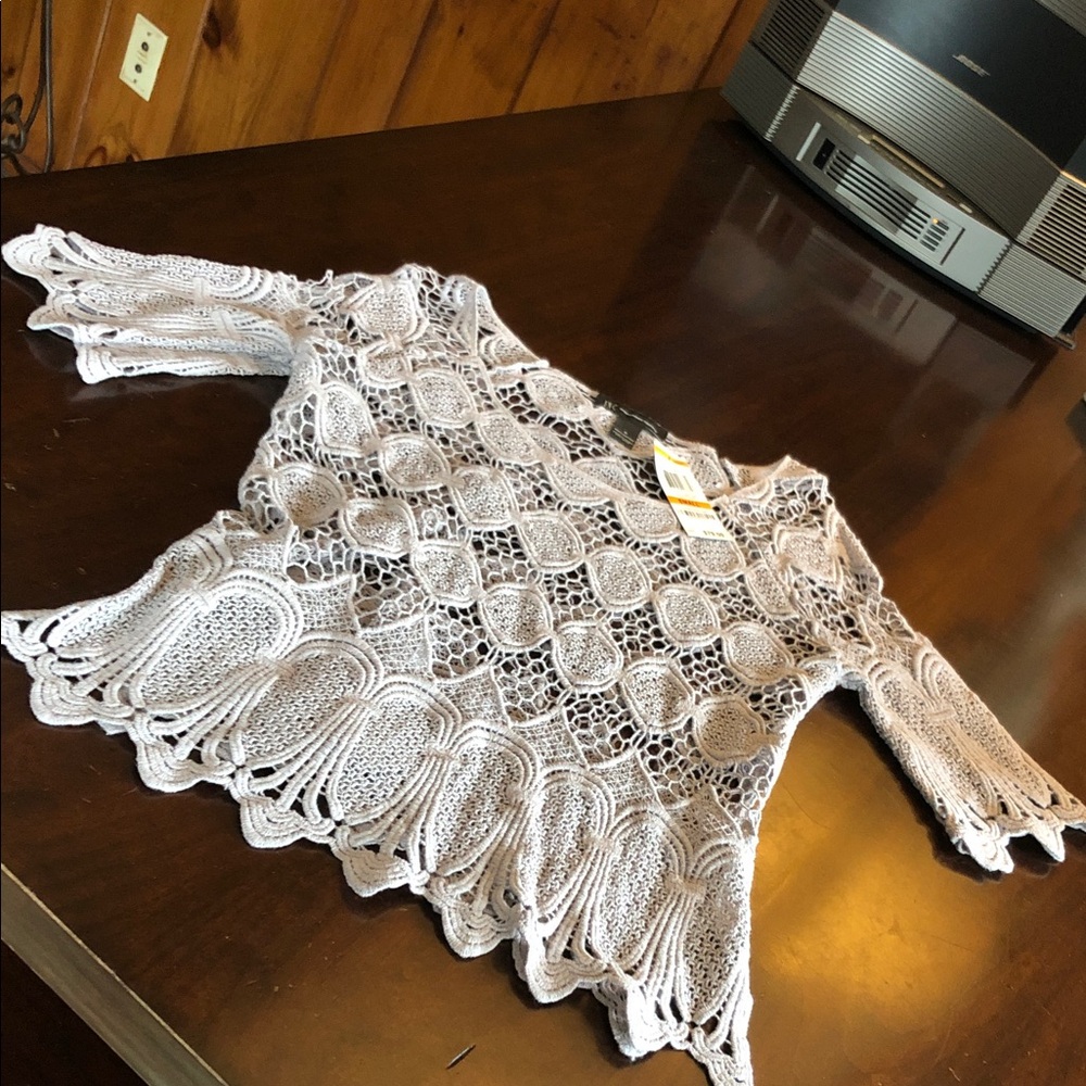 INC International Concepts Crochet Openwork Top in Light Lavender